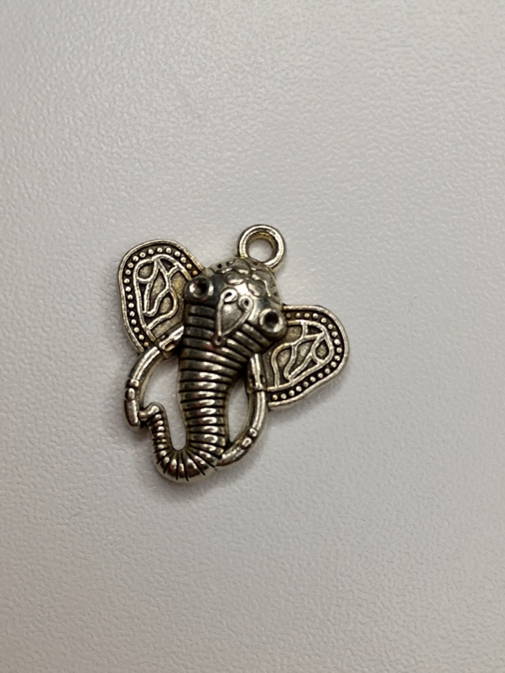 Silver Elephant Head Pendant Charm - Decorative Accent
